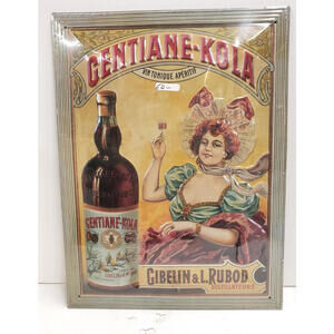 Gentian Kola Ghibellin & Rubod Metal Tin Domed Advertising Sign 12"X16" Repro